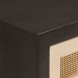 Table console noir 90x30x76 cm bois massif de manguier et fer