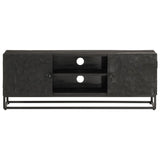 Meuble TV noir 110x30x40 cm bois massif de manguier et fer