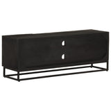 Meuble TV noir 110x30x40 cm bois massif de manguier et fer