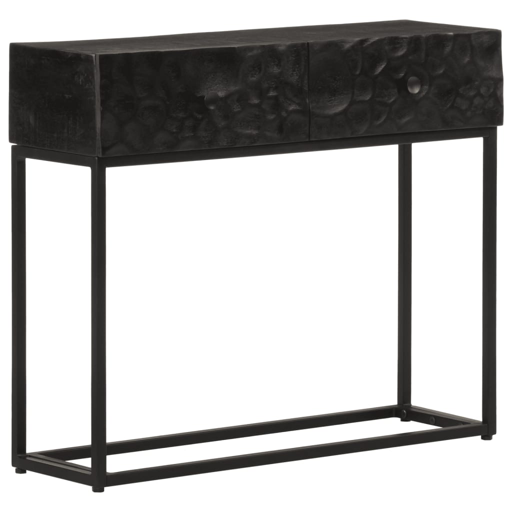 Black console table 90x30x76 cm solid mango wood and iron