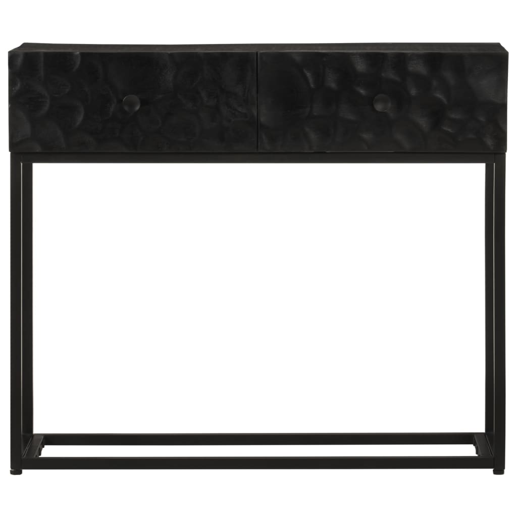 Table console noir 90x30x76 cm bois massif de manguier et fer