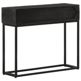 Table console noir 90x30x76 cm bois massif de manguier et fer