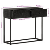 Black console table 90x30x76 cm solid mango wood and iron