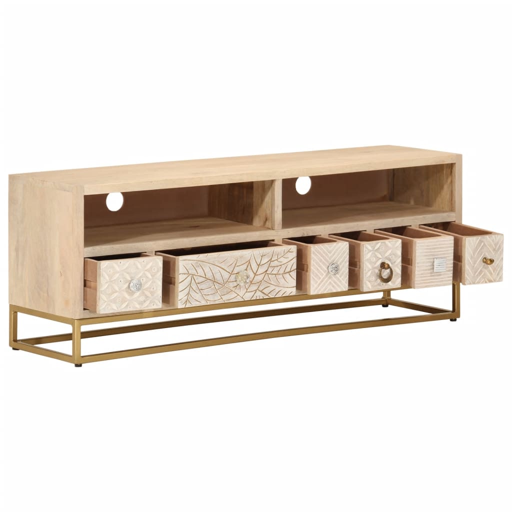 Meuble TV 110x30x40 cm bois massif de manguier et fer