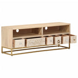 Meuble TV 110x30x40 cm bois massif de manguier et fer