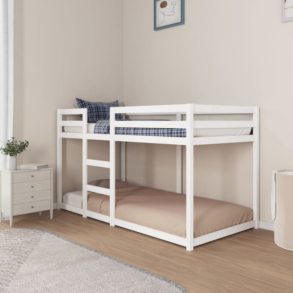 Lit superposé sans matelas blanc 90x190 cm bois de pin massif