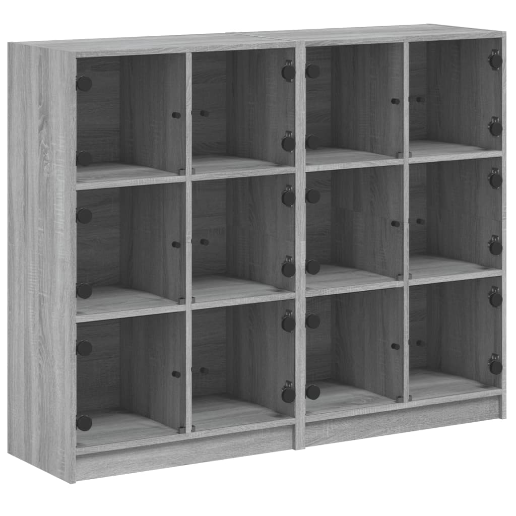 Bookcase with doors sonoma gray 136x37x109 cm