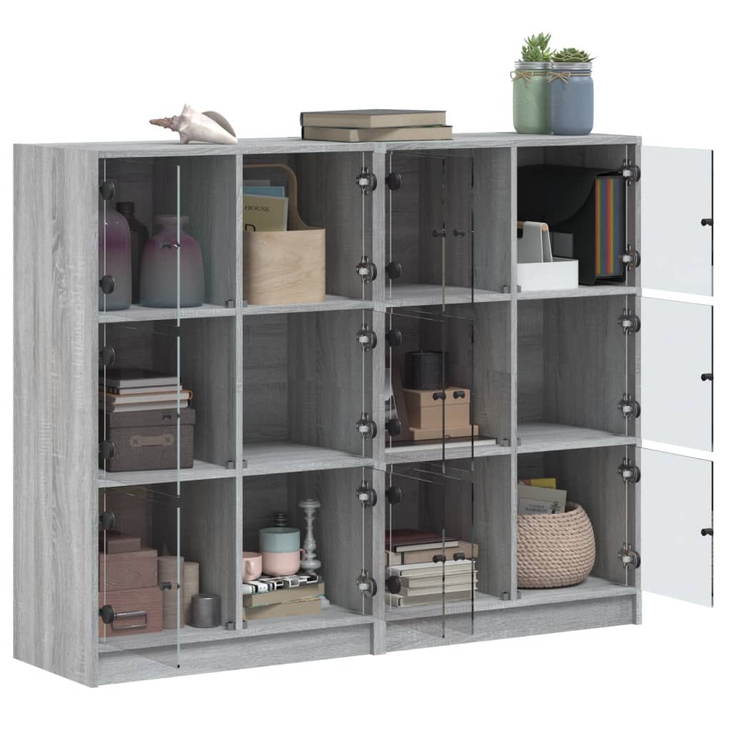 Bookcase with doors sonoma gray 136x37x109 cm