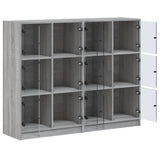 Bookcase with doors sonoma gray 136x37x109 cm