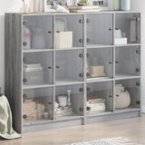 Bookcase with doors sonoma gray 136x37x109 cm