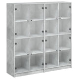 Bookcase with concrete gray doors 136x37x142 cm