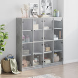 Bookcase with concrete gray doors 136x37x142 cm