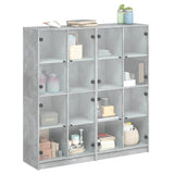 Bookcase with concrete gray doors 136x37x142 cm