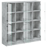 Bookcase with concrete gray doors 136x37x142 cm