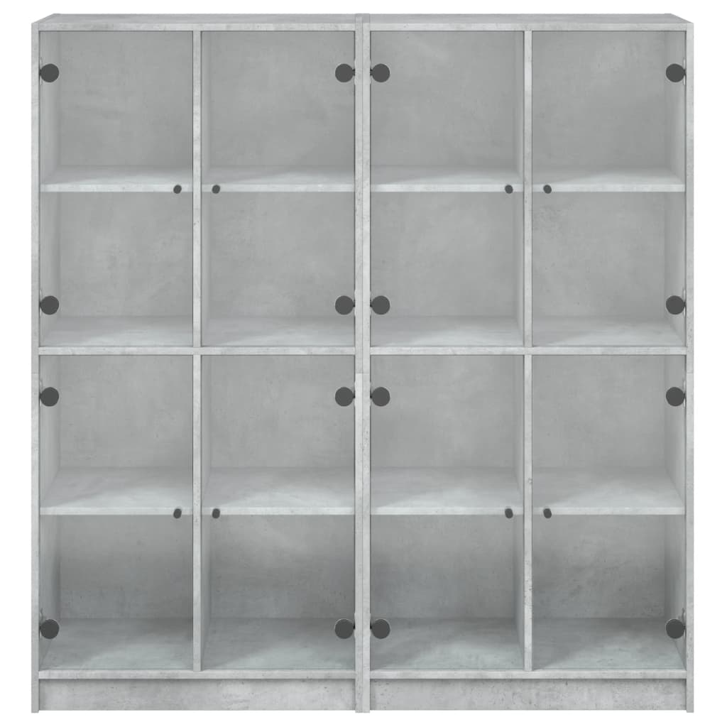 Bookcase with concrete gray doors 136x37x142 cm