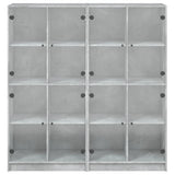 Bookcase with concrete gray doors 136x37x142 cm