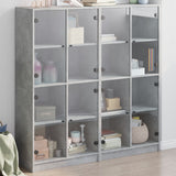 Bookcase with concrete gray doors 136x37x142 cm