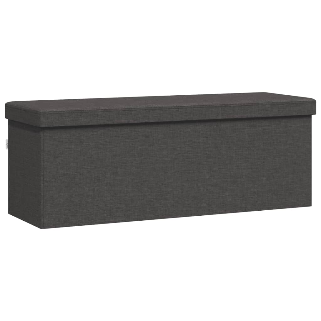 Banc de rangement pliable gris foncé faux lin