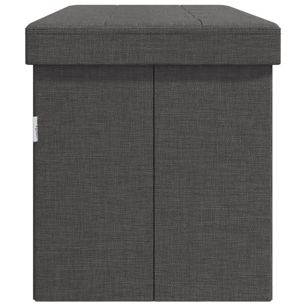 Banc de rangement pliable gris foncé faux lin