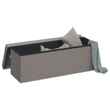 Banc de rangement pliable gris clair faux lin