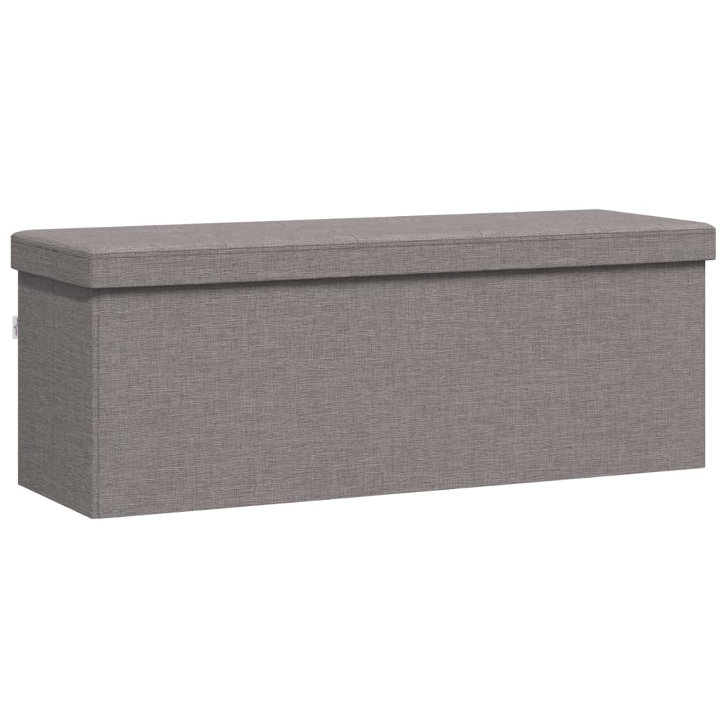 Banc de rangement pliable gris clair faux lin