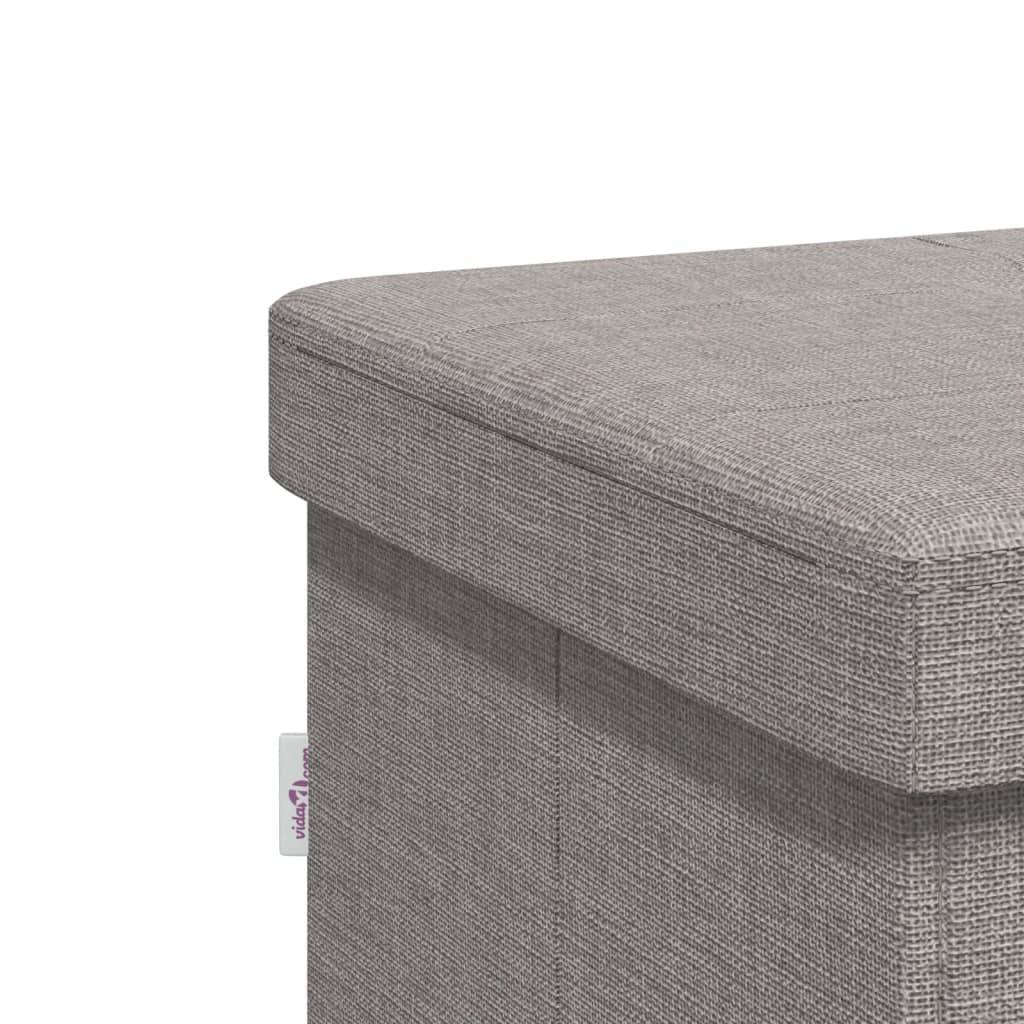 Banc de rangement pliable gris clair faux lin