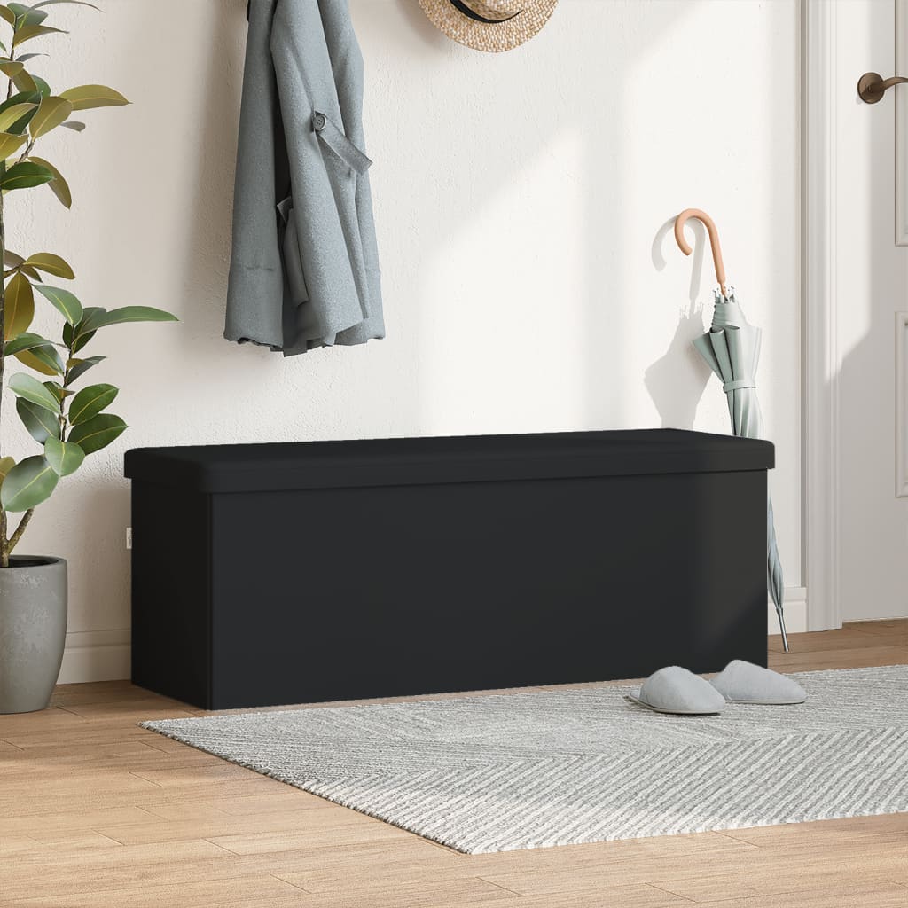 Banc de rangement pliable noir PVC