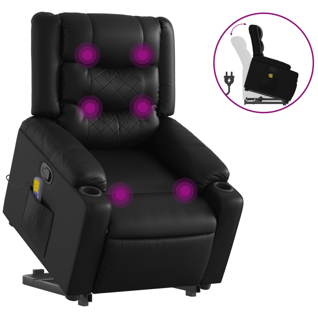 Fauteuil inclinable de massage Noir Similicuir