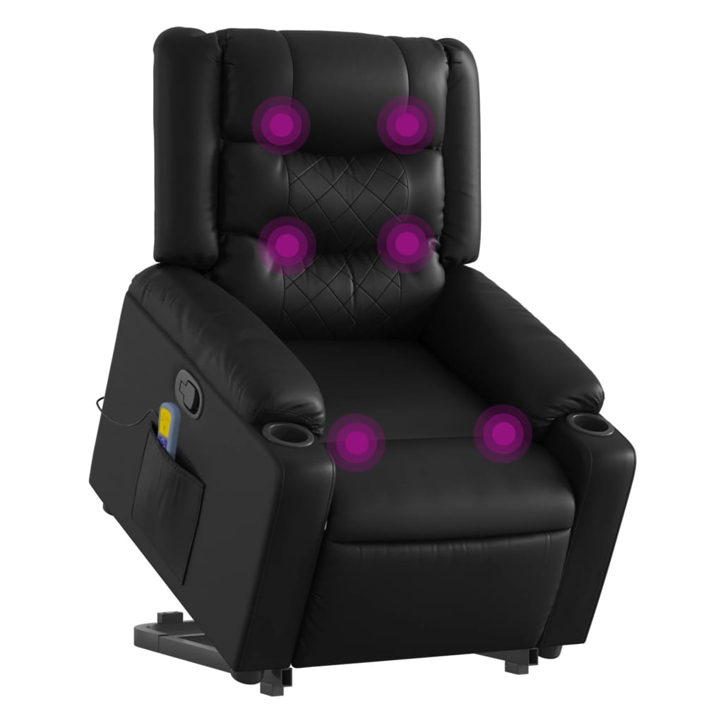 Fauteuil inclinable de massage Noir Similicuir