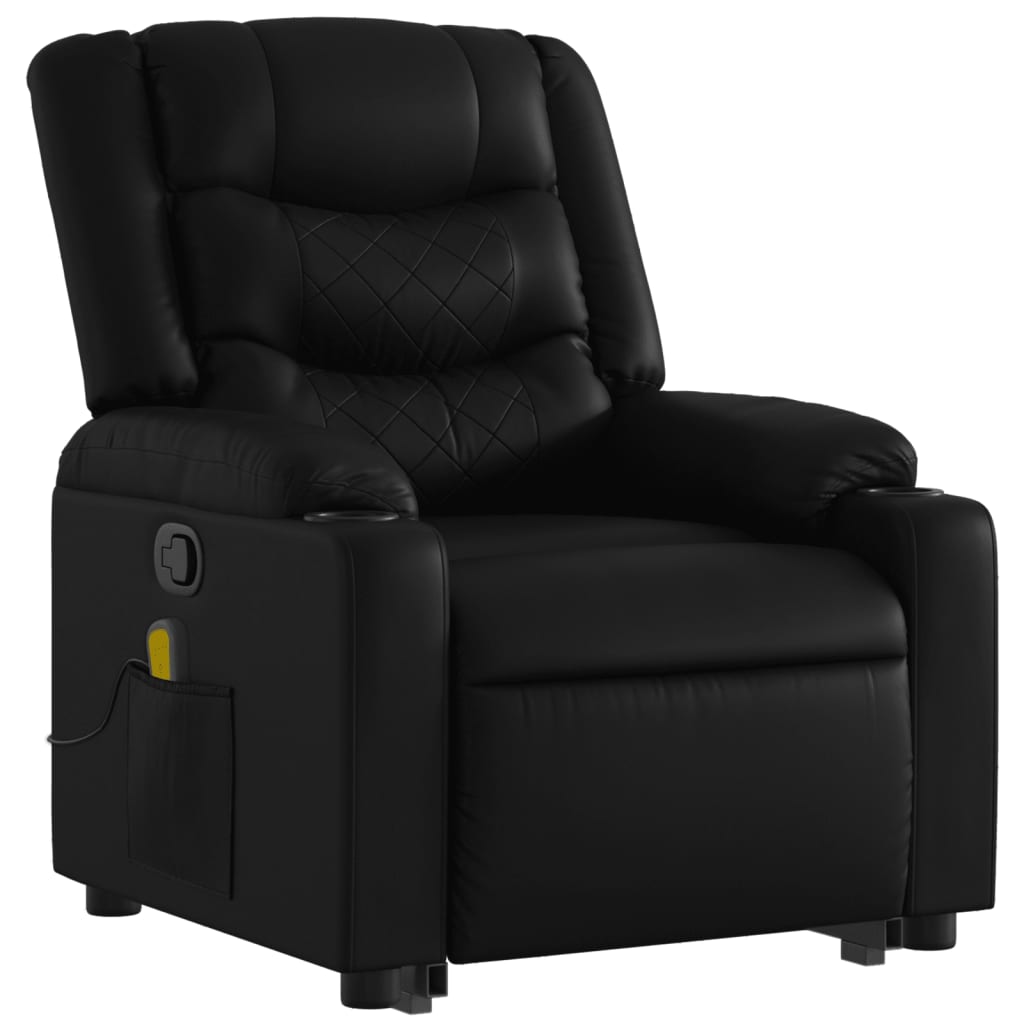 Fauteuil inclinable de massage Noir Similicuir