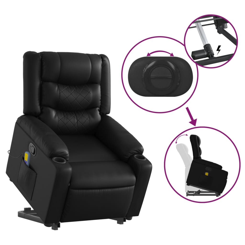 Fauteuil inclinable de massage Noir Similicuir