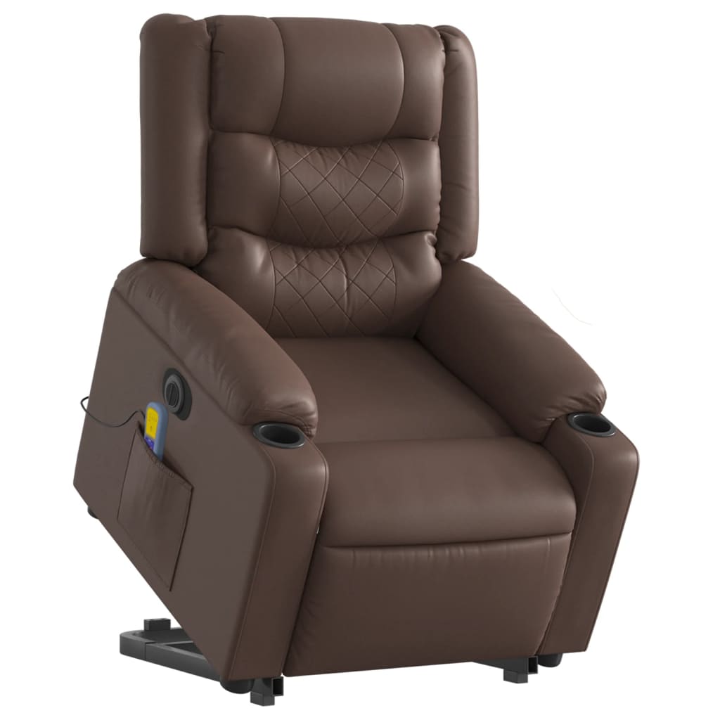 Fauteuil inclinable de massage électrique marron similicuir