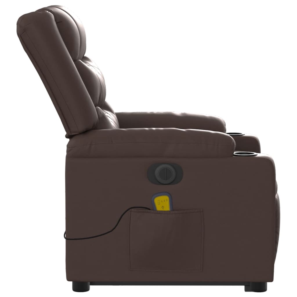 Fauteuil inclinable de massage électrique marron similicuir