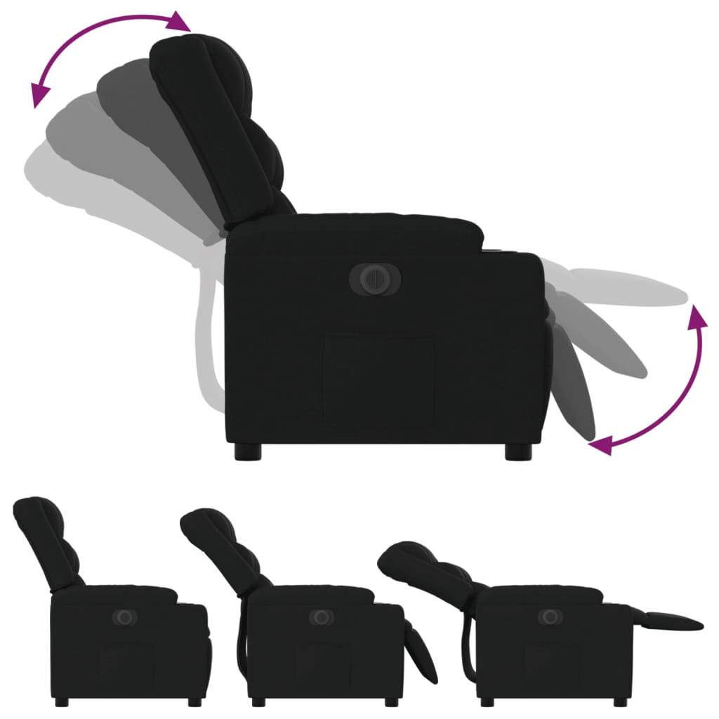 Fauteuil inclinable électrique Noir Tissu