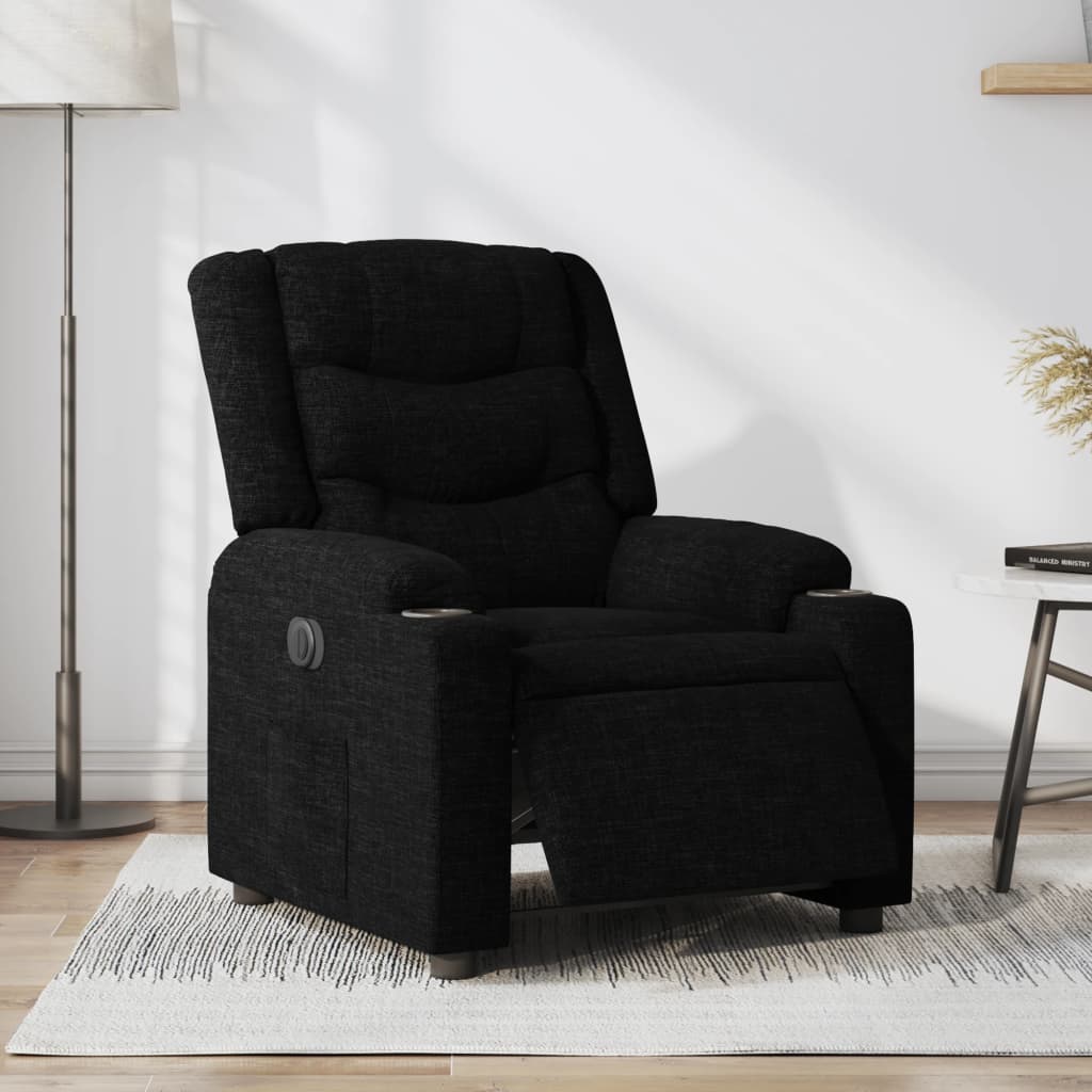 Fauteuil inclinable électrique Noir Tissu