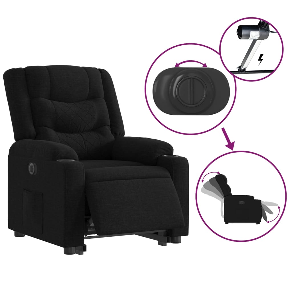 Fauteuil inclinable électrique noir tissu