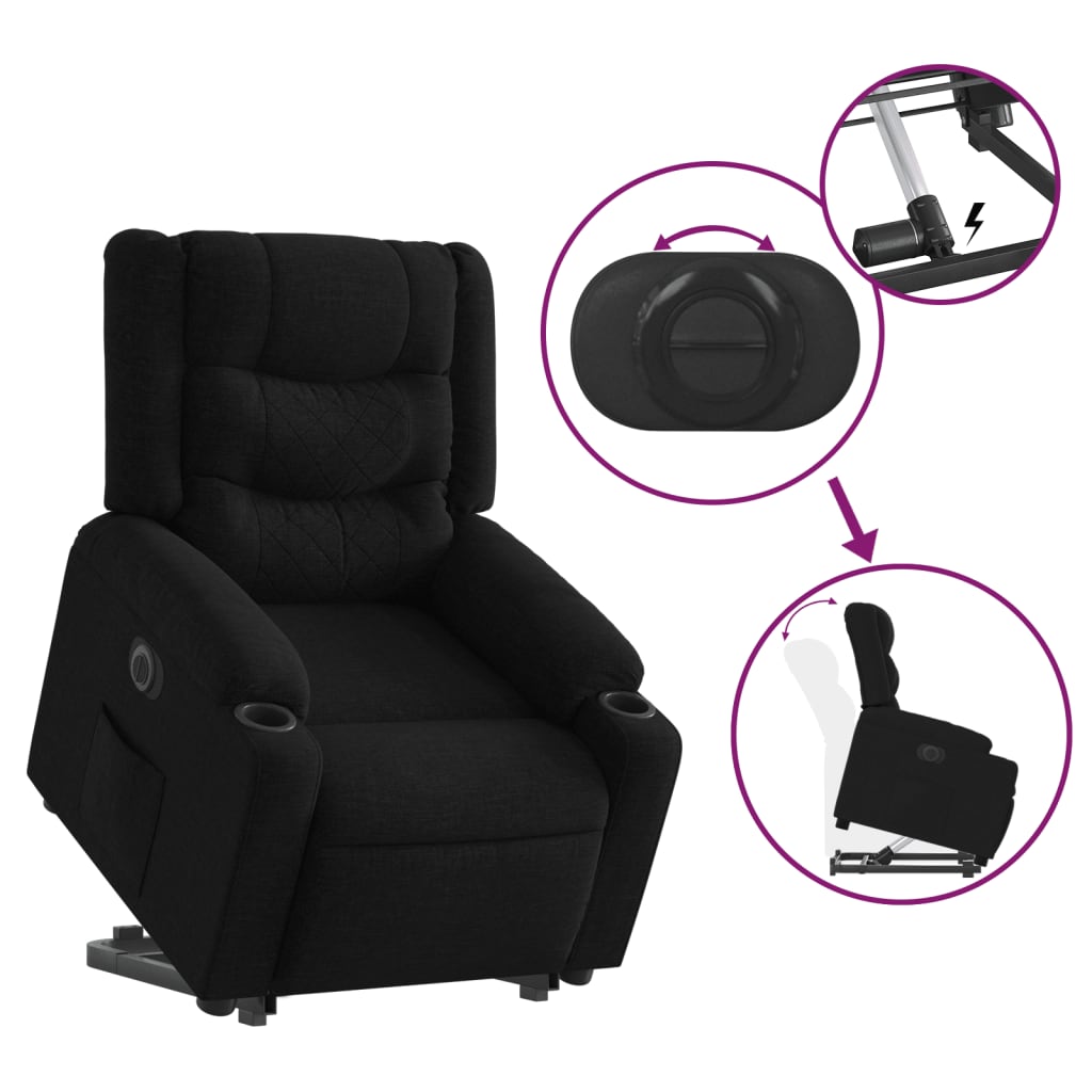 Fauteuil inclinable électrique noir tissu