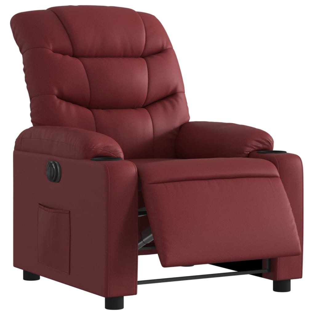 Fauteuil inclinable électrique Rouge bordeaux Similicuir