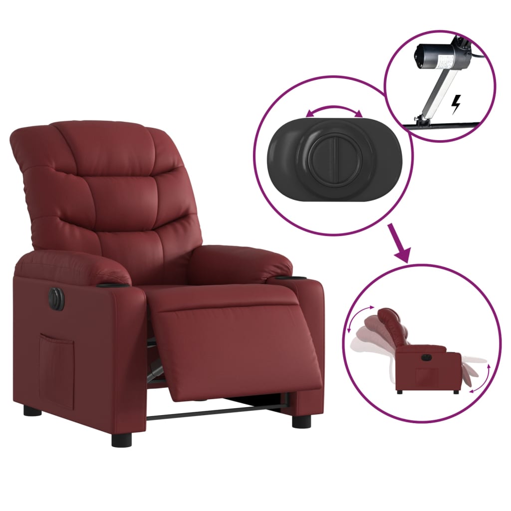 Fauteuil inclinable électrique Rouge bordeaux Similicuir