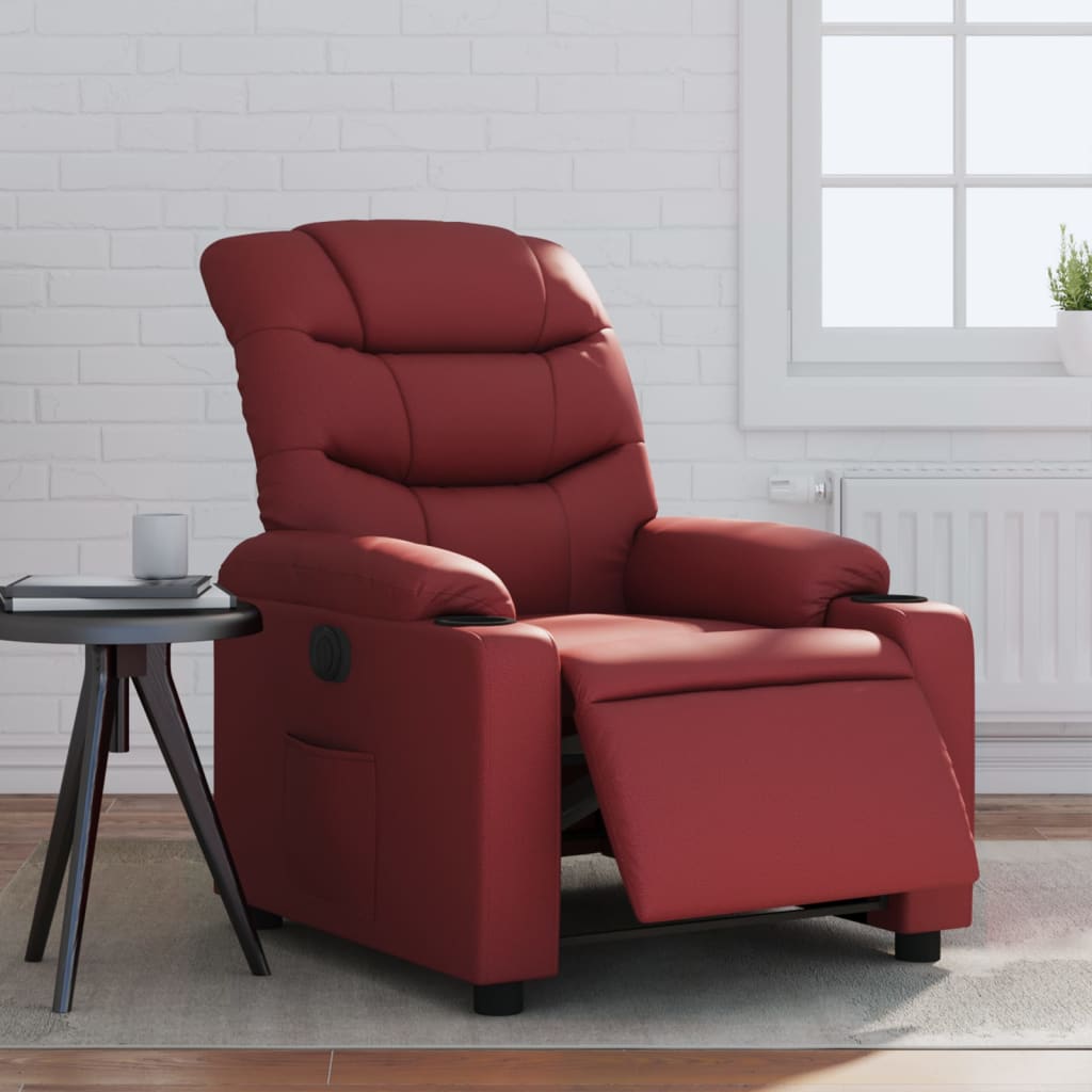 Fauteuil inclinable électrique Rouge bordeaux Similicuir