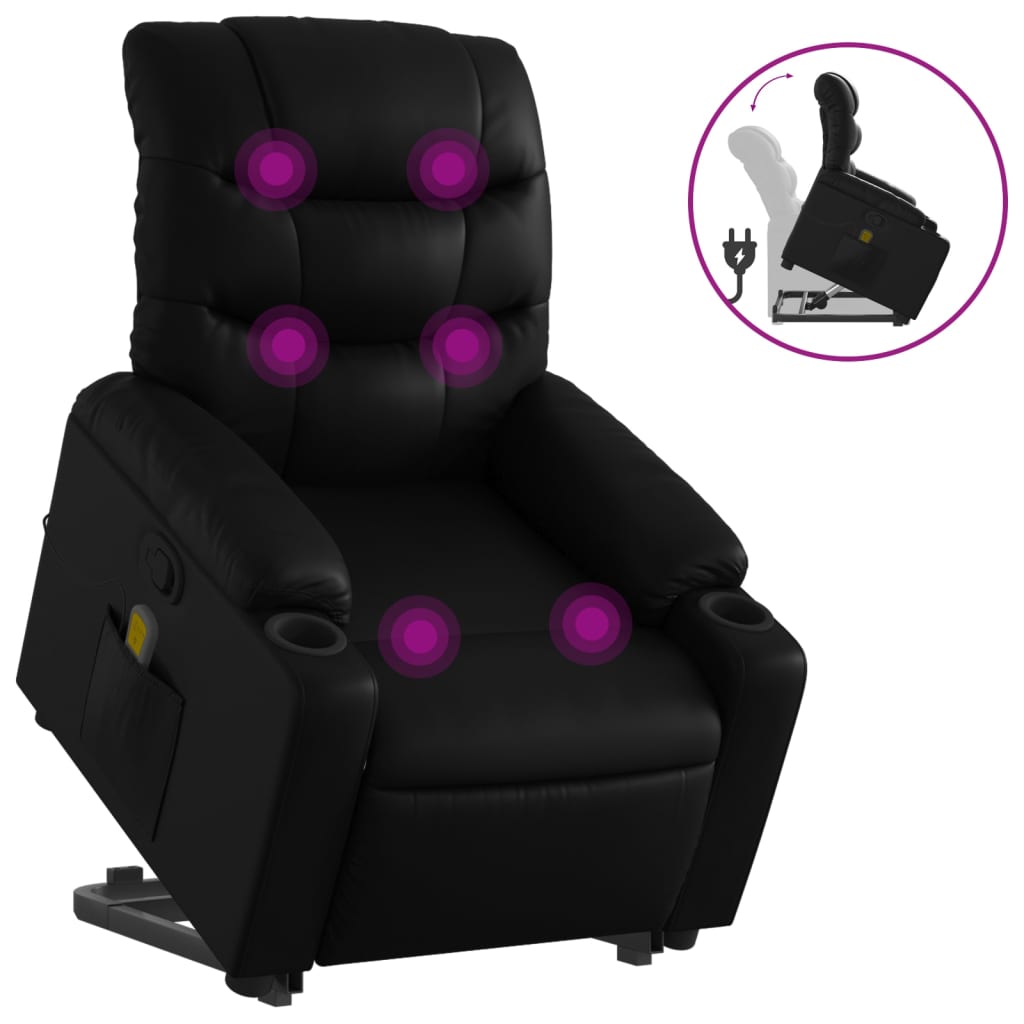 Fauteuil inclinable de massage Noir Similicuir