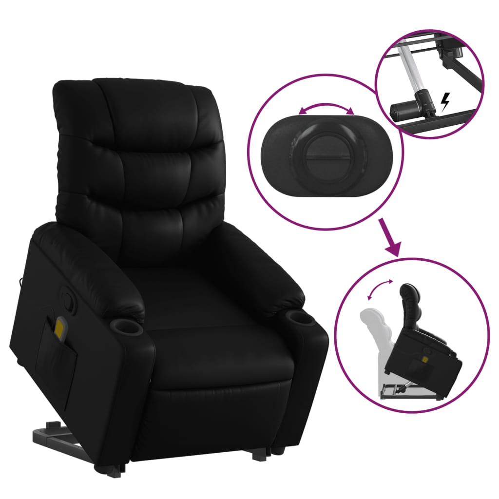 Fauteuil inclinable de massage Noir Similicuir