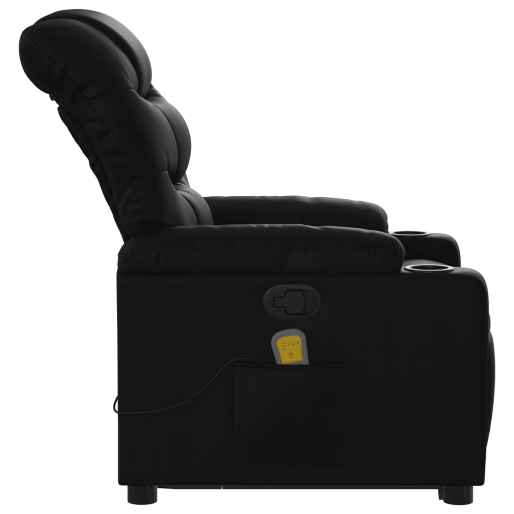 Fauteuil inclinable de massage Noir Similicuir