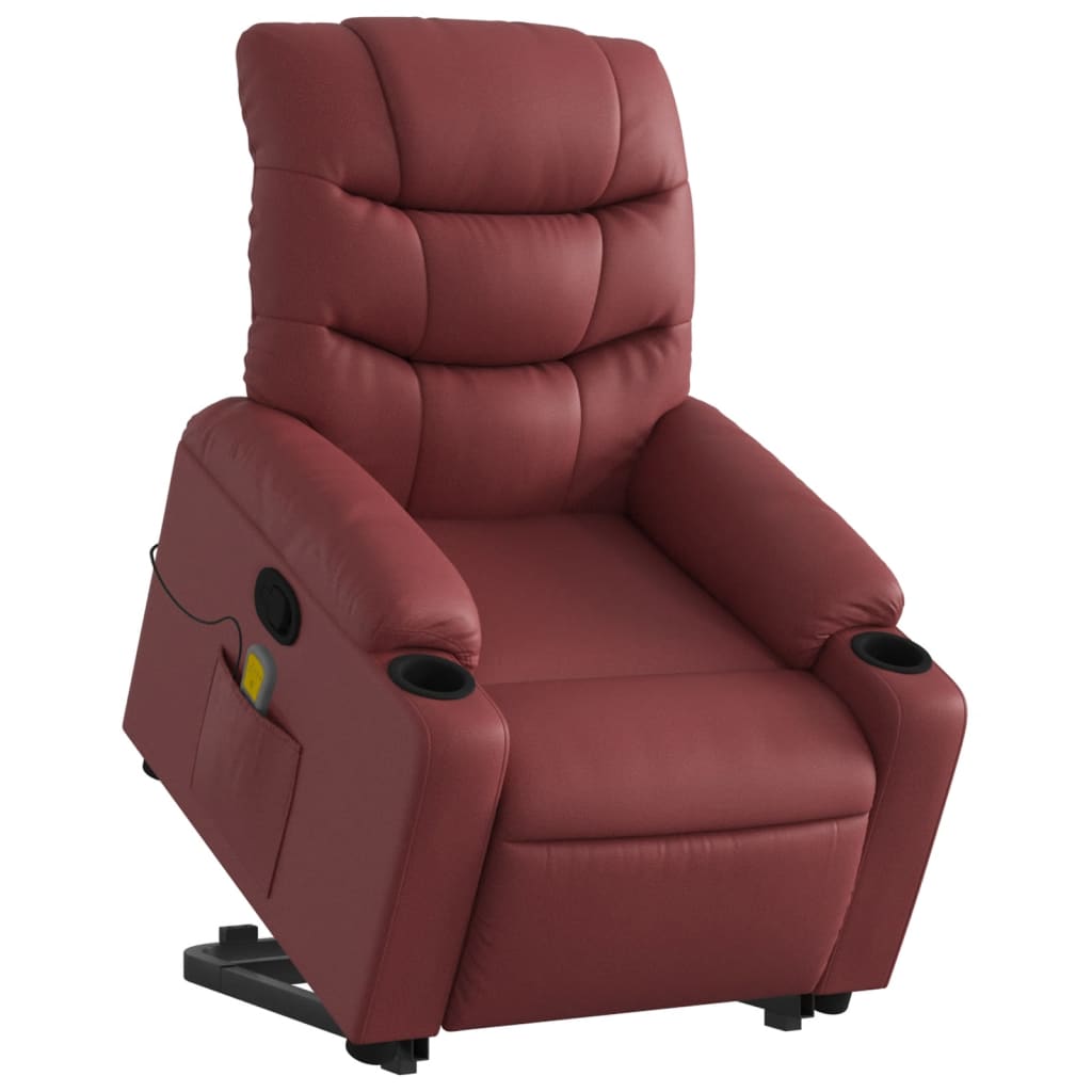 Fauteuil inclinable de massage Rouge bordeaux Similicuir