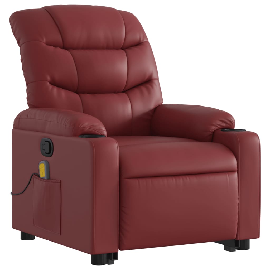 Fauteuil inclinable de massage Rouge bordeaux Similicuir