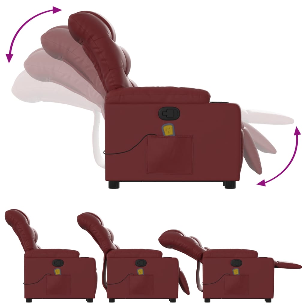 Fauteuil inclinable de massage Rouge bordeaux Similicuir