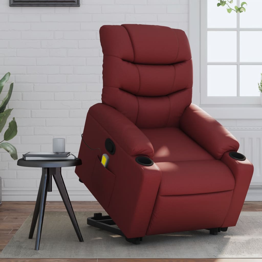 Fauteuil inclinable de massage Rouge bordeaux Similicuir