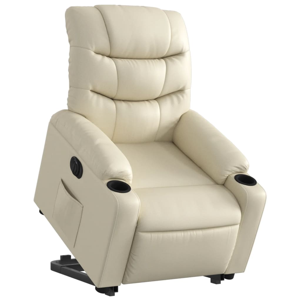 Fauteuil inclinable électrique crème similicuir