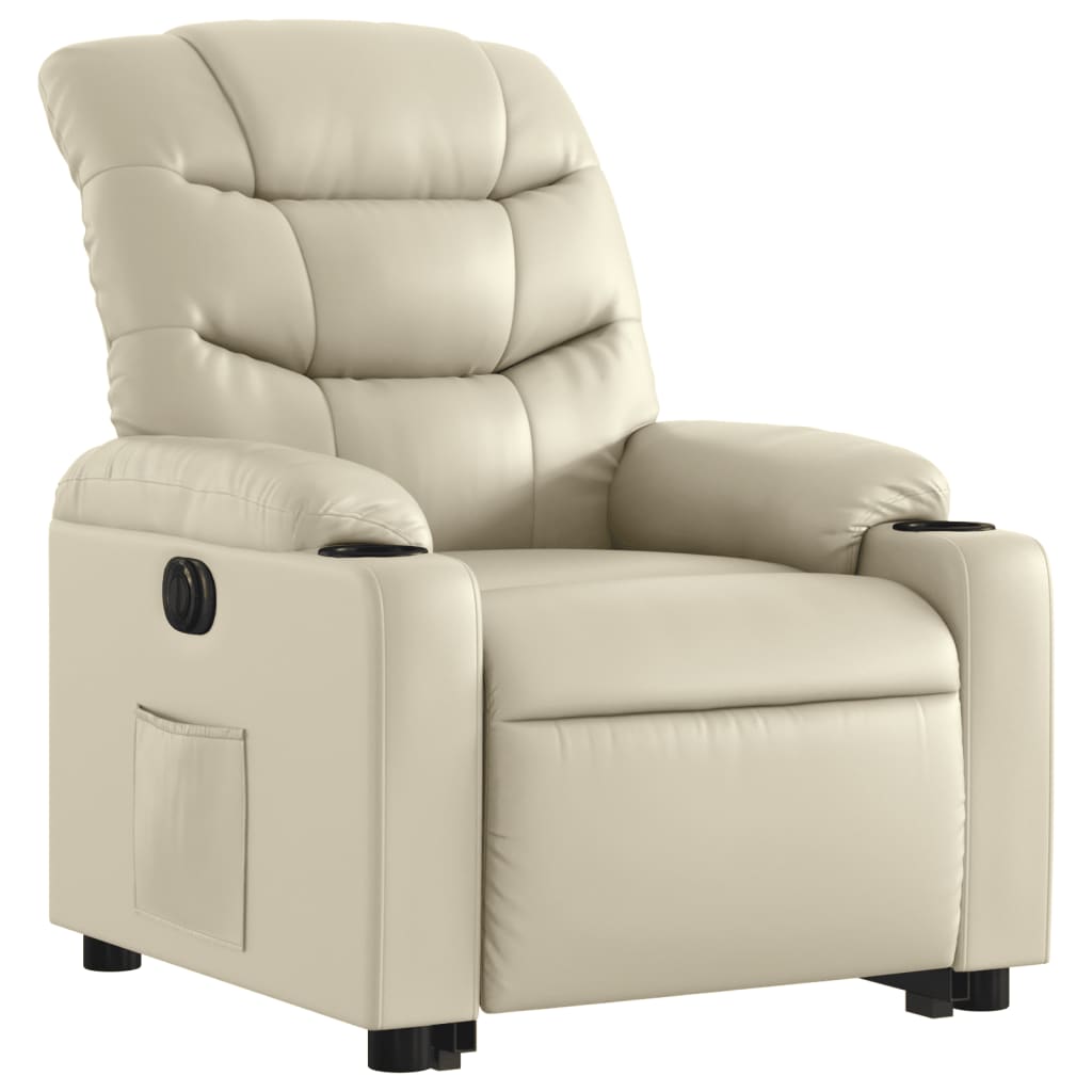 Fauteuil inclinable électrique crème similicuir