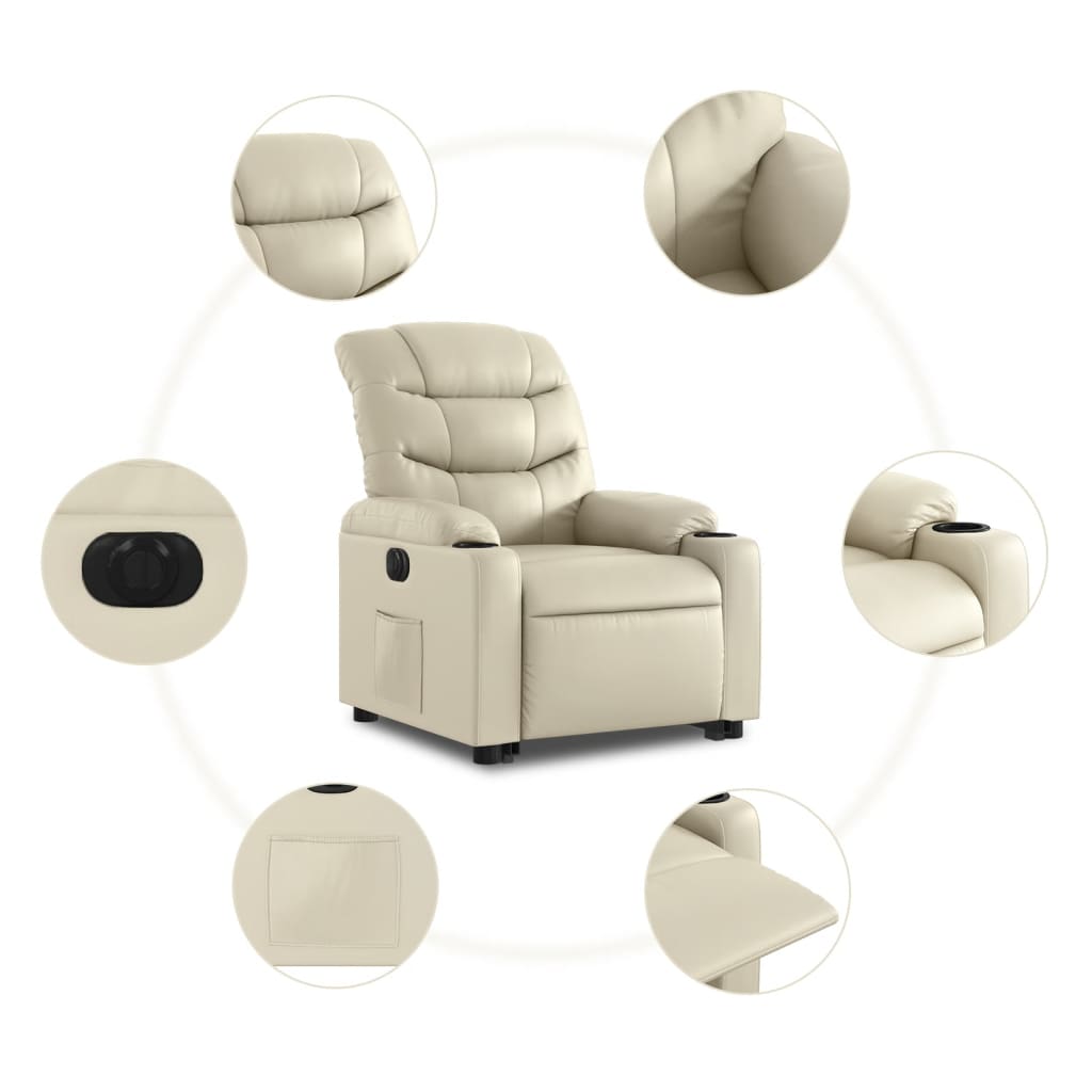 Fauteuil inclinable électrique crème similicuir